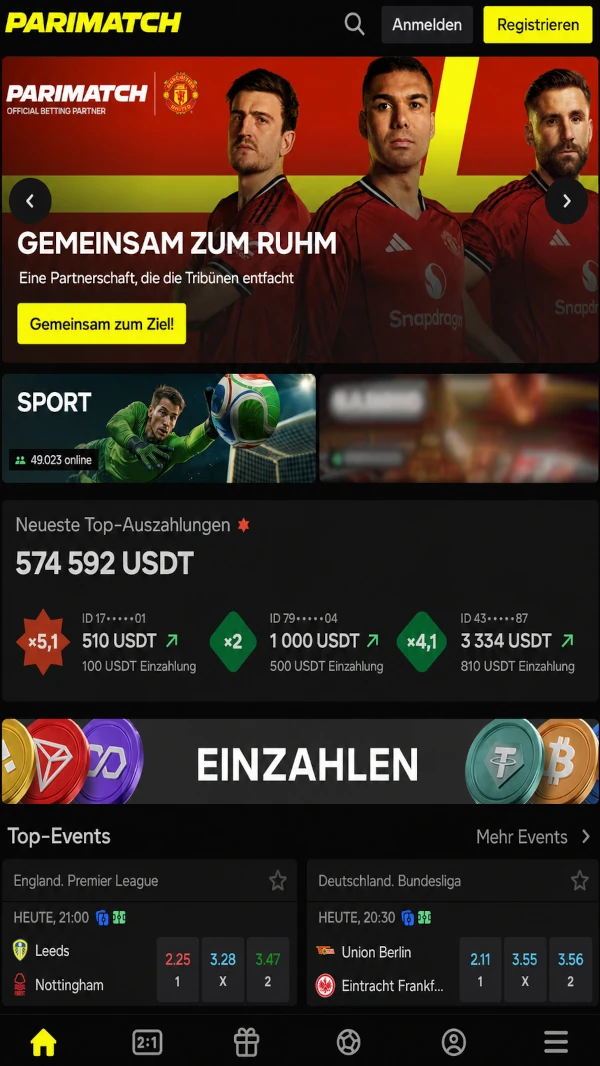 Dieser Abschnitt beschreibt Parimatch für Nutzer in Deutschland, einschließlich Registrierung, Bonusbedingungen, Sportwetten, Zahlungen, Sicherheit und verantwortungsvollem Spielen. Die Informationen dienen ausschließlich der Orientierung für Personen ab 18 Jahren.